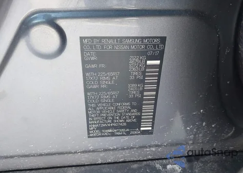 2017 Nissan Rogue Sv from USA, damaged, VIN KNMAT2MVXHP607426